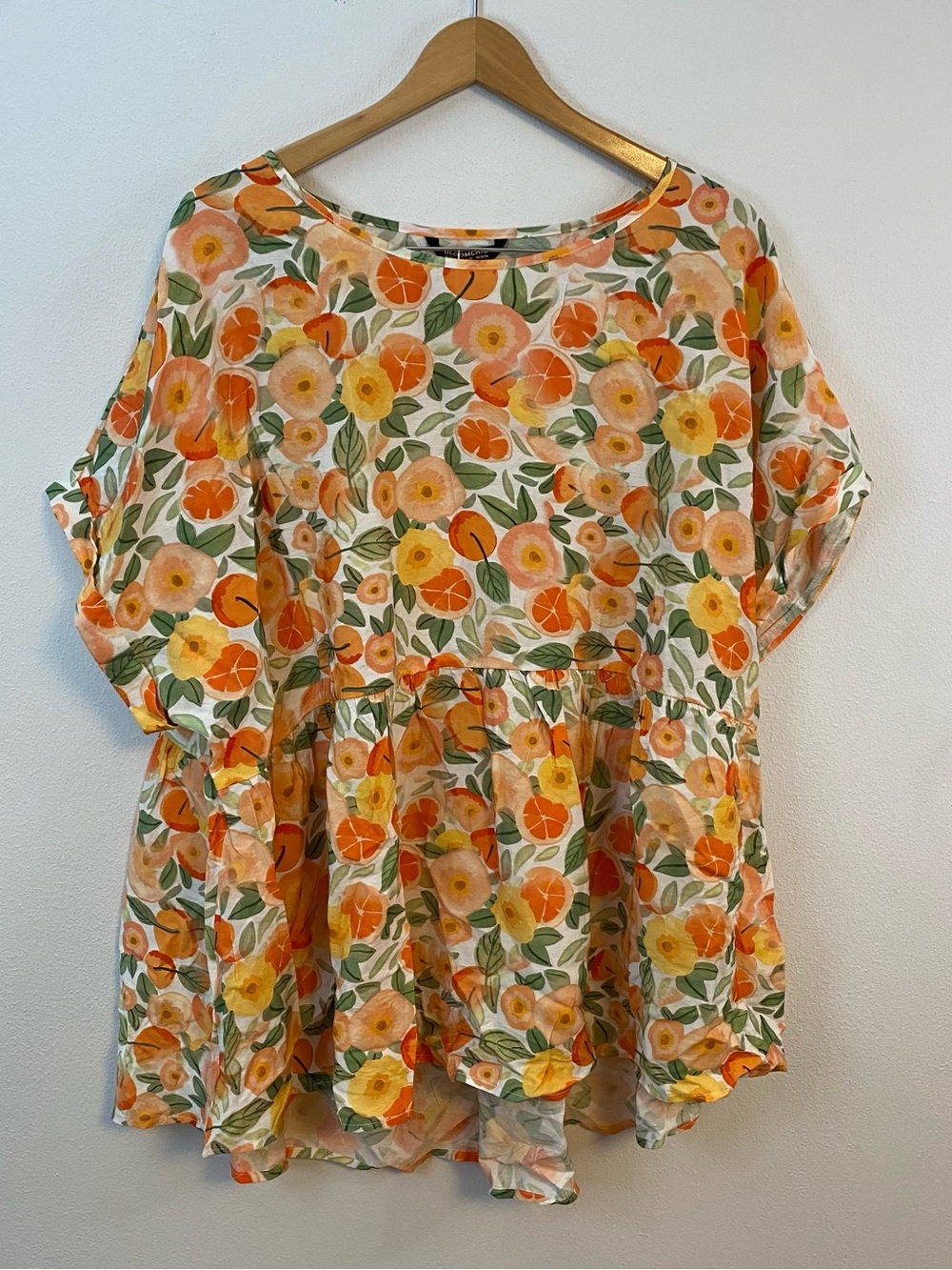 Bloomchic‎ Floral Short Sleeve Top NWT Orange Pink Womens 22-24
